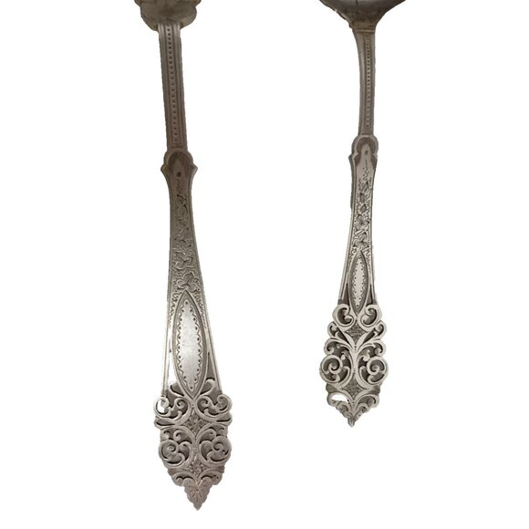 Vintage Mappin Brothers Sterling Silver Ornate Victorian Set Of 2 Serving Spoons - Picture 5 of 8